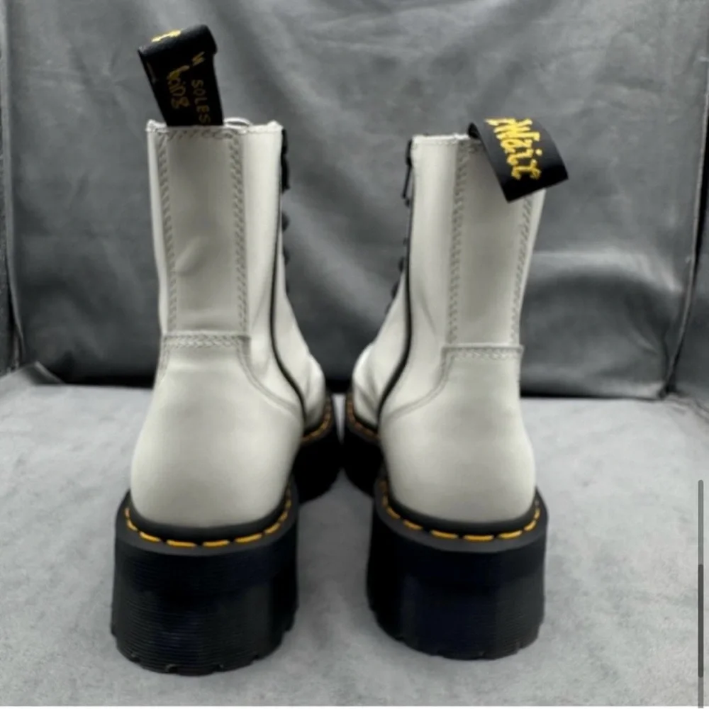 Dr. Martens Jadon Platform Boots Women’s US 8 White Smooth Leather Side Zip - Picture 9 of 11